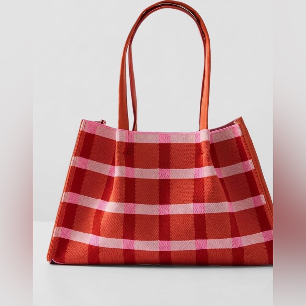 Orange and Pink Knitted Tote Bag